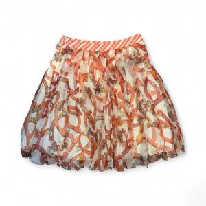 Salvatore Ferragamo Multicolor Patterned Silk A-Line Midi Skirt Sz 10